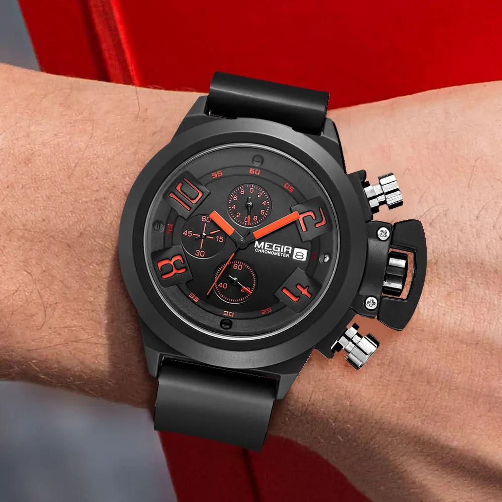 MEGIR Men Watches Luxury Fashion Sport Military Chronograph Luminous Date Quartz Wristwatch Clock Big Dial Relogio Masculino 2002 by MEGIR WATCH GROUP