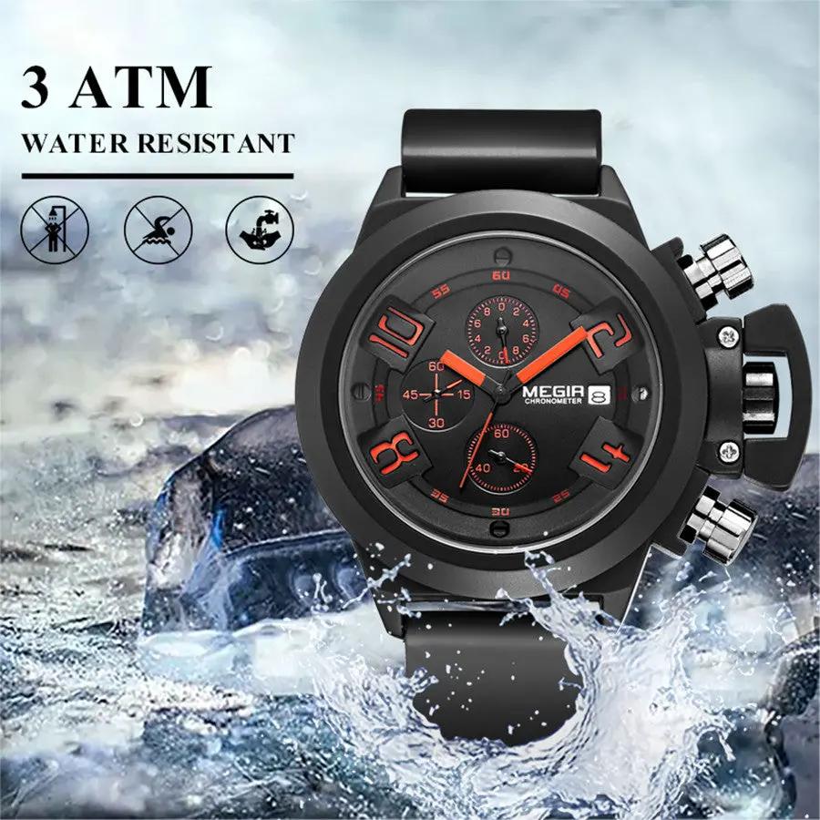 MEGIR Men Watches Luxury Fashion Sport Military Chronograph Luminous Date Quartz Wristwatch Clock Big Dial Relogio Masculino 2002 by MEGIR WATCH GROUP