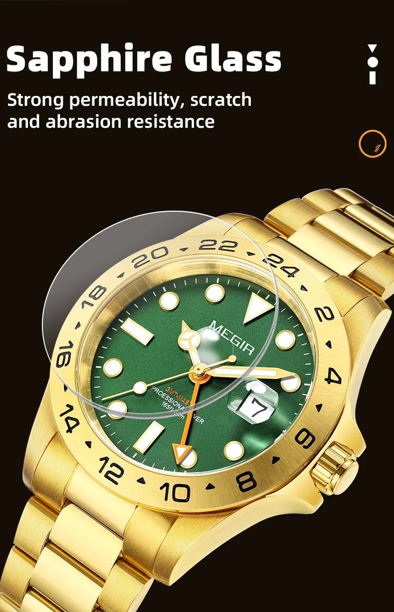 MEGIR Original Luxury Men Analogue Quartz Watch Luminous 5ATM Waterproof Business WristWatch Stainless Steel Clock Montre Homme 8404 by MEGIR WATCH GROUP