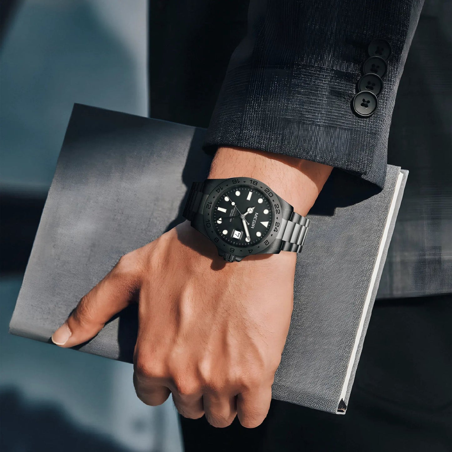 MEGIR Original Luxury Men Analogue Quartz Watch Luminous 5ATM Waterproof Business WristWatch Stainless Steel Clock Montre Homme 8404 by MEGIR WATCH GROUP
