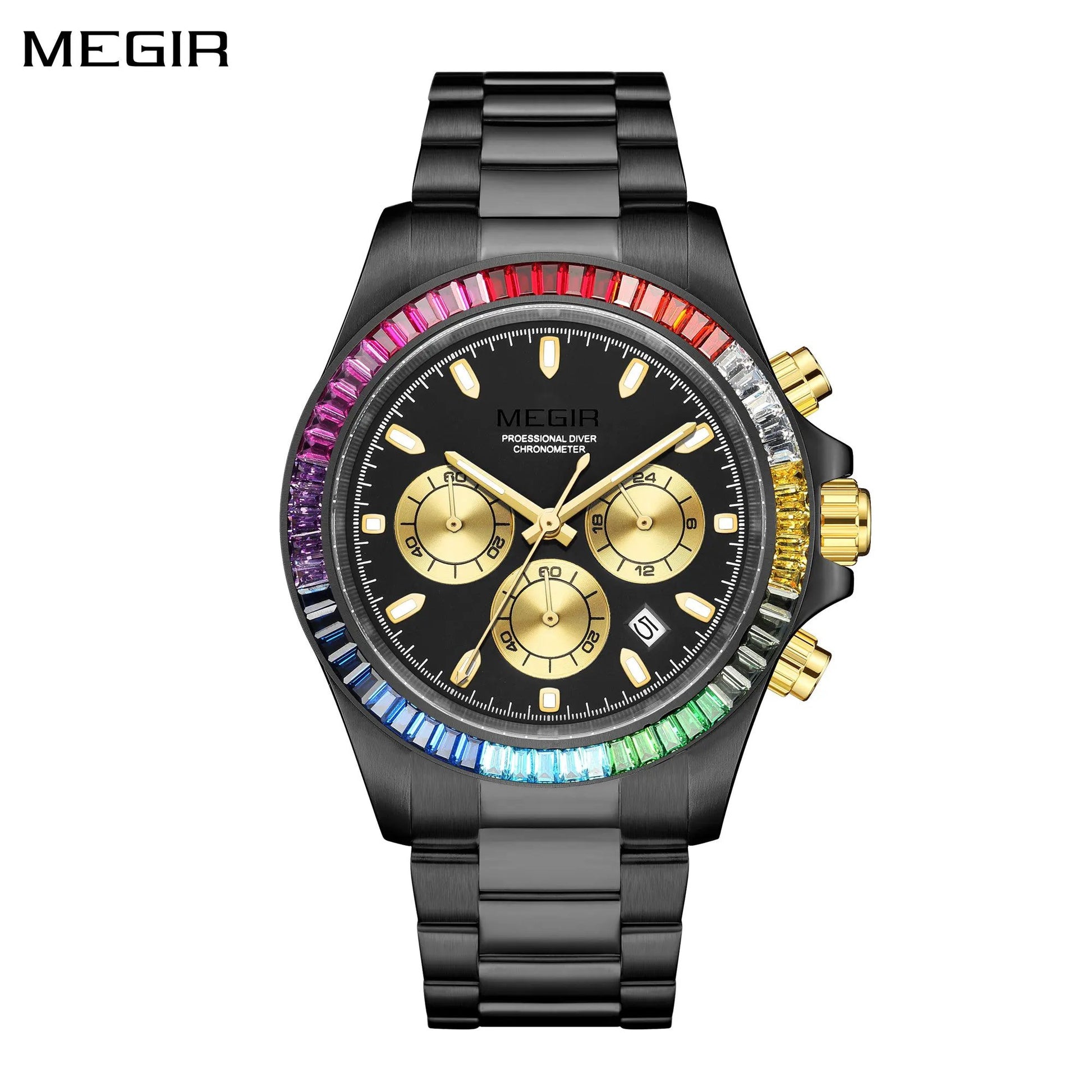 MEGIR Mens Watches Top Brand Luxury Business Wristwatches Stainless Steel Waterproof Date Quartz Chronograph Reloj Hombre 8410 by MEGIR WATCH GROUP