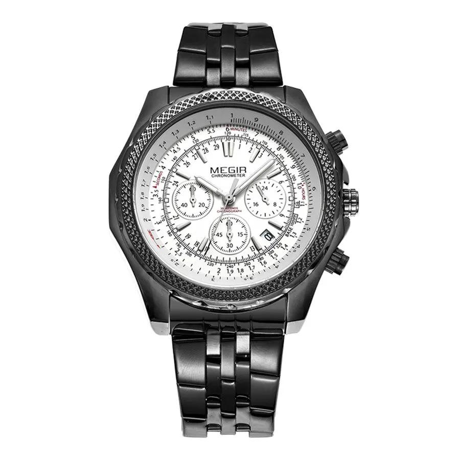 MEGIR Fashion Business Men's Watch Stainless Steel Quartz Wristwatch Calendar Big Dial Man Military Sports Chronograph Clock 2006 by MEGIR WATCH GROUP