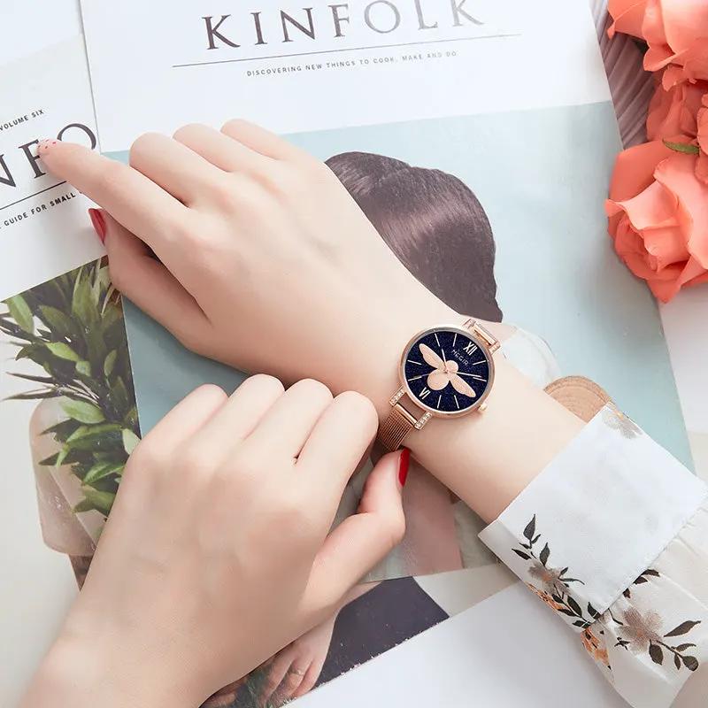 MEGIR Fashion Women Watches Top Brand Luxury Quartz Wristwatch Ladies Rose Gold Mesh Belt Business Casual Watch Reloj Mujer 7009 by MEGIR WATCH GROUP