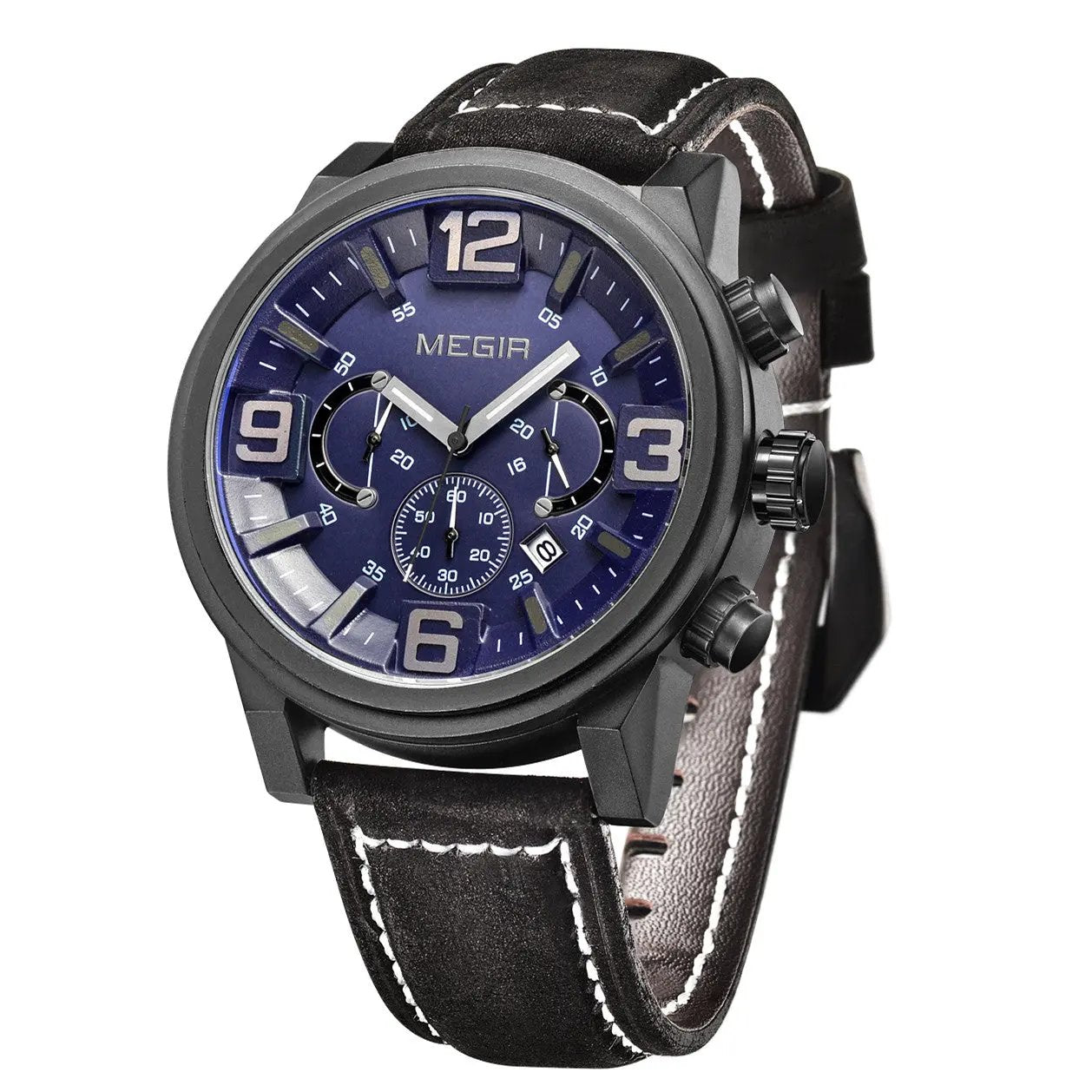 MEGIR Luxury Watches for Men Quartz Chronograph Waterproof Calendar Luminous Sport Military Wristwatch Clock Reloj Hombre 3010 by MEGIR WATCH GROUP