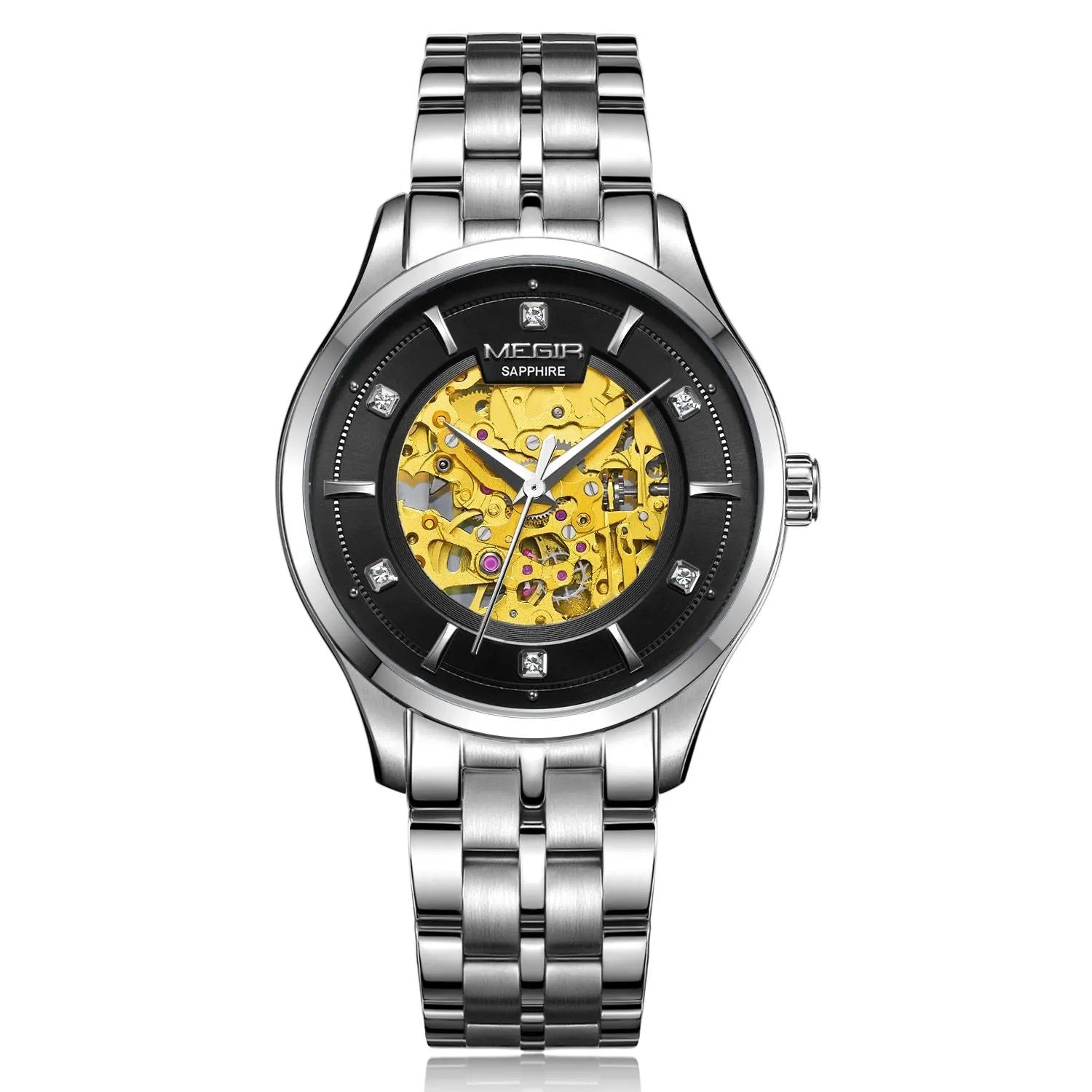 MEGIR Luxury Men Watches Waterproof Automatic Mechanical Watch Stainless Steel Sapphire Gold Business WristWatch Reloj Hombre 62058 by MEGIR WATCH GROUP