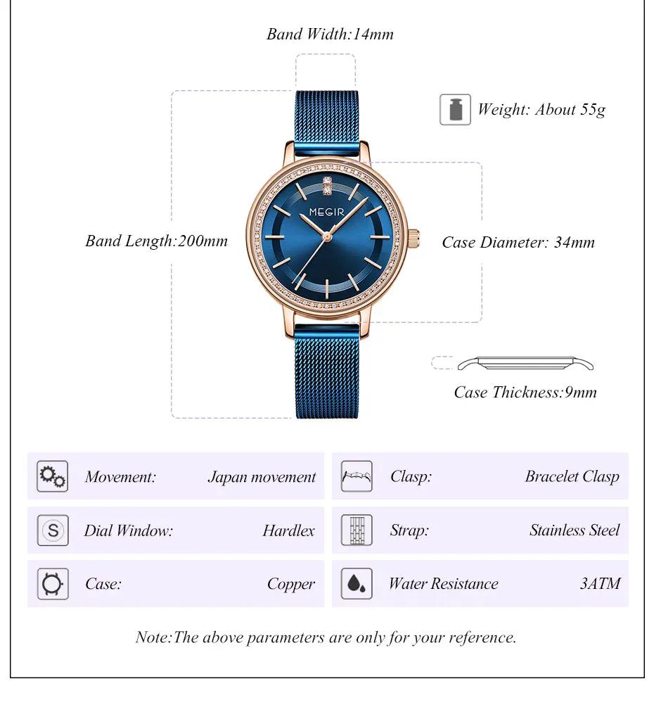 MEGIR Luxury Watches for Women Stainless Steel Dress Clock Fashion Elegant Wristwatch Quartz Watch Ladies Clock Reloj Mujer 7012 by MEGIR WATCH GROUP