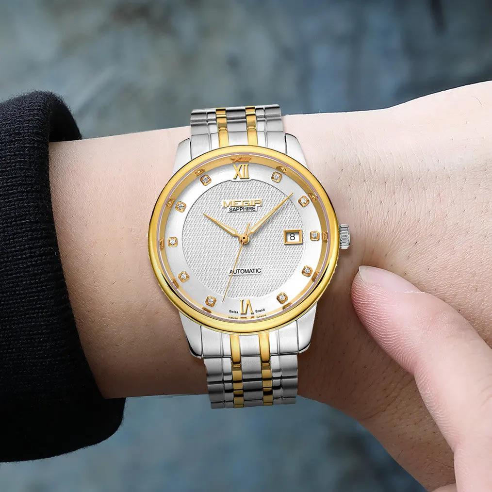 MEGIR Men Watches Stainless Steel Bracelet Sapphire Automatic Mechanical Watch Luxury Business Wristwatches Clock Reloj Hombre 96002 by MEGIR WATCH GROUP