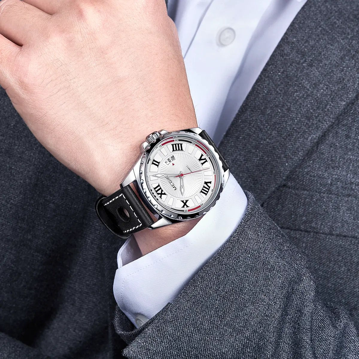 MEGIR Sport Men Watch Top Brand Leather Quartz Watches Man Clock Time Fashion Military Wristwatches Calendar Reloj Hombre 1019 by MEGIR WATCH GROUP