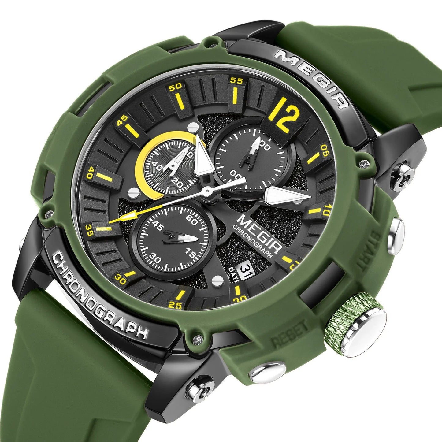 MEGIR Fashion Military Watch for Men Silicone Strap Sport Quartz Chronograph Waterproof Male Clock Wristwatch Reloj Hombre 2208 by MEGIR WATCH GROUP