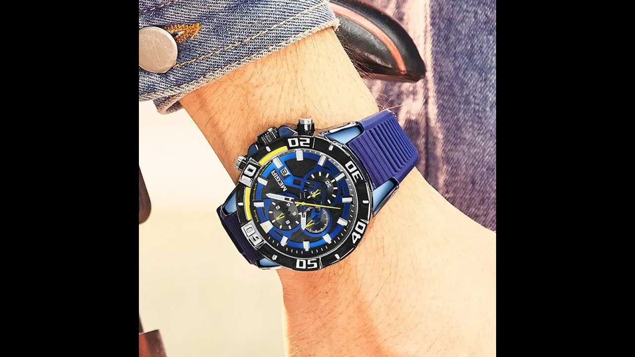 MEGIR Men Wristwatch Top Brand Luxury Silicone Strap Sport Watches Waterproof Luminous Quartz Clock Chronograph Reloj Hombre 2121 by MEGIR WATCH GROUP