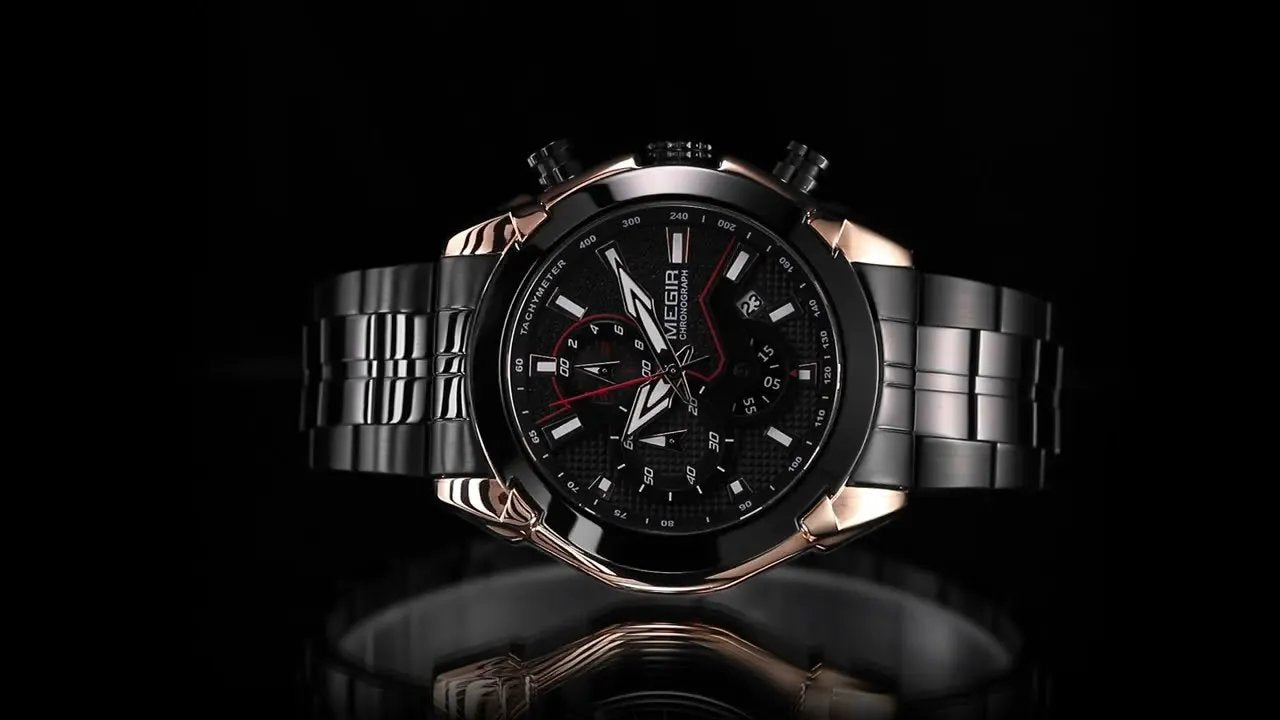 MEGIR Stainless Steel Bracelet Business Watches for Men Luxury Military Quartz Wristwatches Waterproof Luminous Clock Date 2065 by MEGIR WATCH GROUP