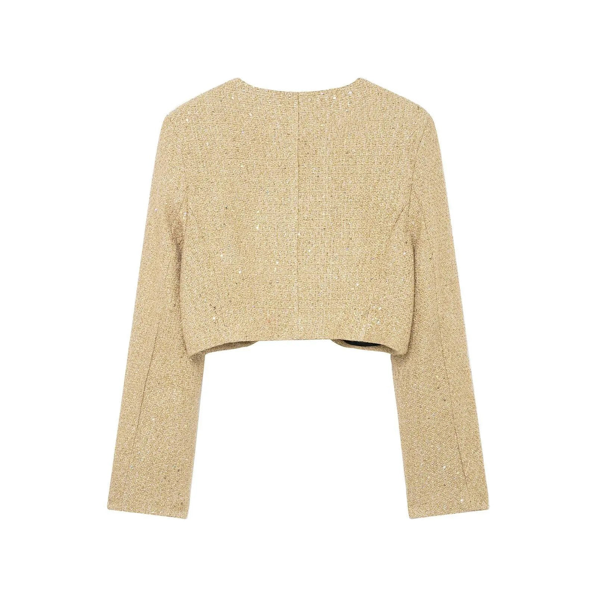 Women's Jacket Gold Tweed Cropped BYMANYC ® New York SOHO METALLIC TWEED CROPPED BLAZER - New Collection by BYMANYC ® New York