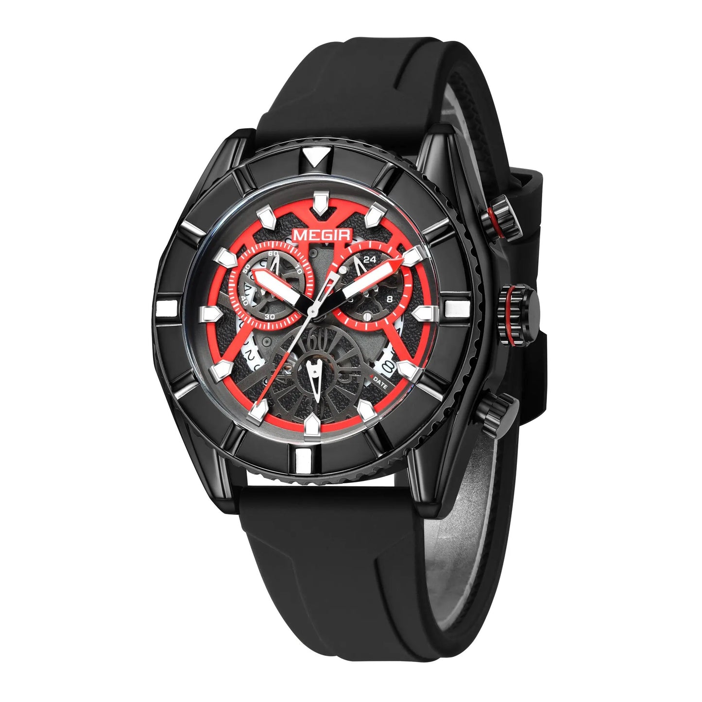MEGIR Fashion Military Sports Watches for Men Silicone Waterproof Quartz Wristwatches with Chronograph Clock Date 24-hour 2209 by MEGIR WATCH GROUP