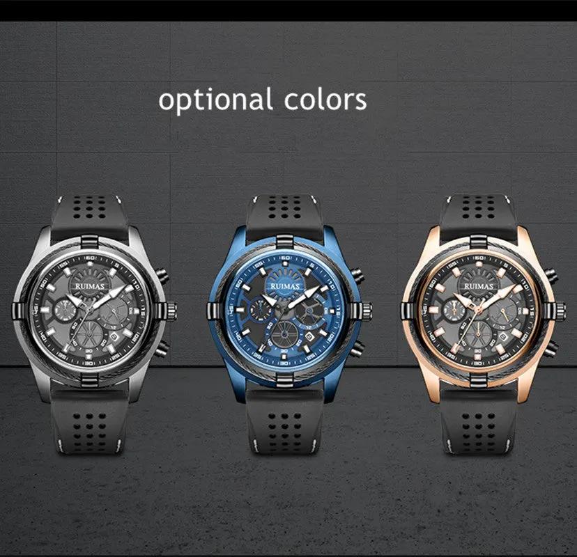 RUIMAS Top Luxury Quartz Wristwatches Men Silicone Large Dial Military Sports Watches Waterproof Luminous Date Reloj Hombre 311 by MEGIR WATCH GROUP