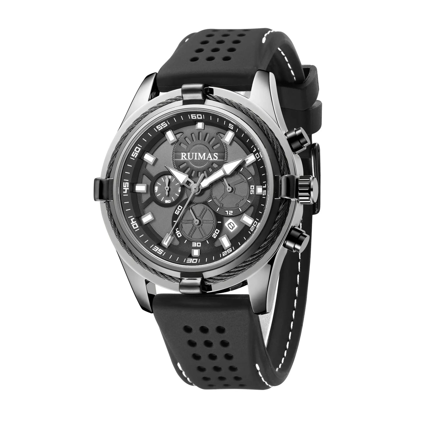 RUIMAS Top Luxury Quartz Wristwatches Men Silicone Large Dial Military Sports Watches Waterproof Luminous Date Reloj Hombre 311 by MEGIR WATCH GROUP
