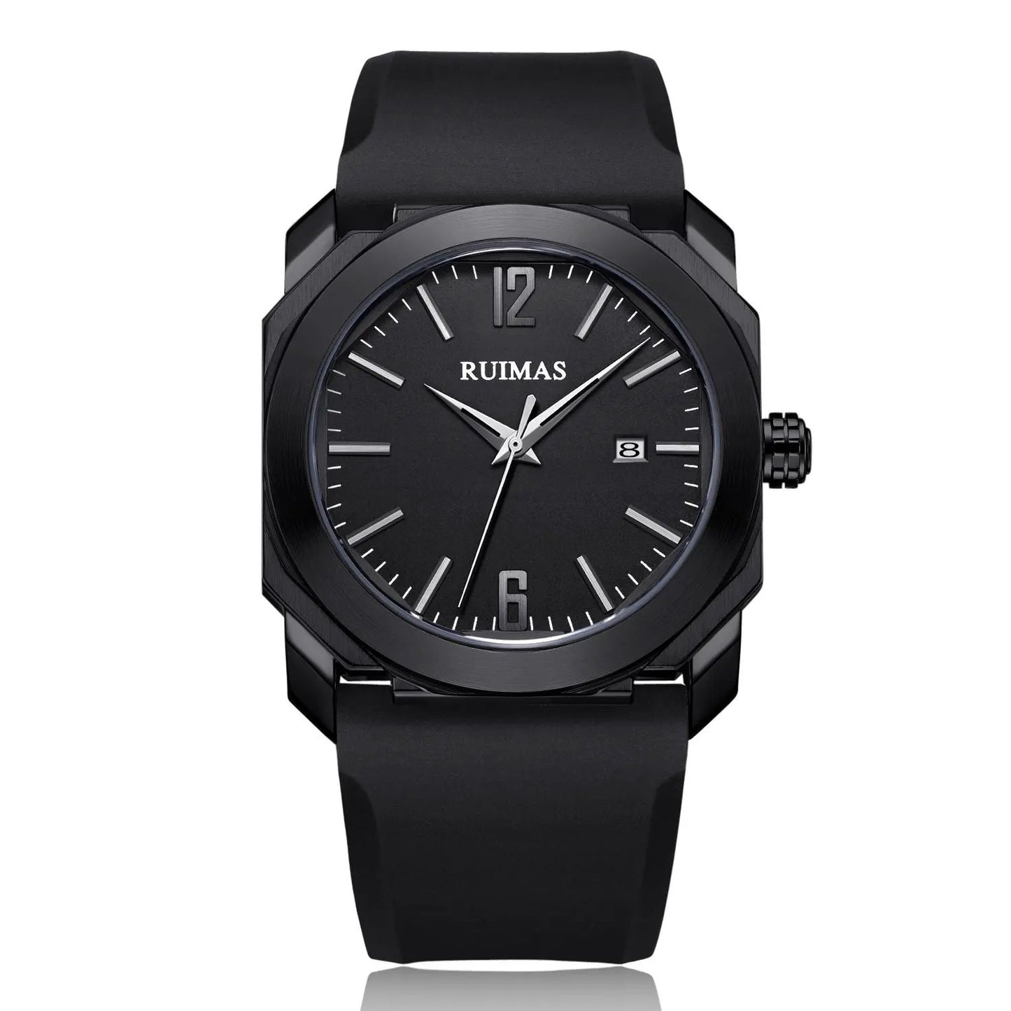 RUIMAS Luxury Silicone Band Quartz Sport Watches for Men Waterproof Calendar Casual Large Dial Wristwatch Clock Montre Homme 525 by MEGIR WATCH GROUP