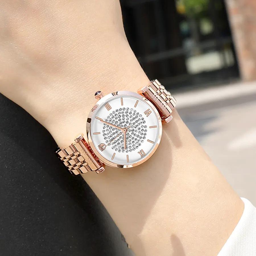 RUIMAS Fashion Women Watch Luxury Quartz Wristwatch Stainless Steel Ladies Casual Watches Dress Clock Relogio Feminino 538 by MEGIR WATCH GROUP