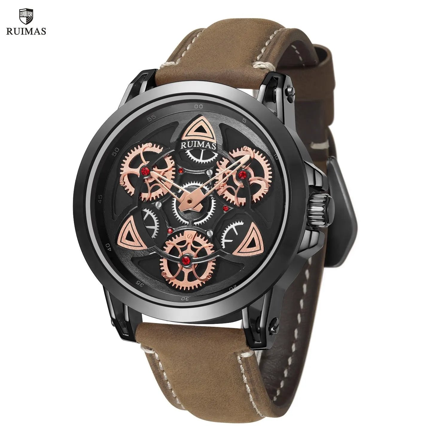 RUIMAS Brand Quartz Sport Watches for Men Fashion Military Casual Wrist Watch Waterproof Leather Male Clock Reloj Hombre 550 by MEGIR WATCH GROUP