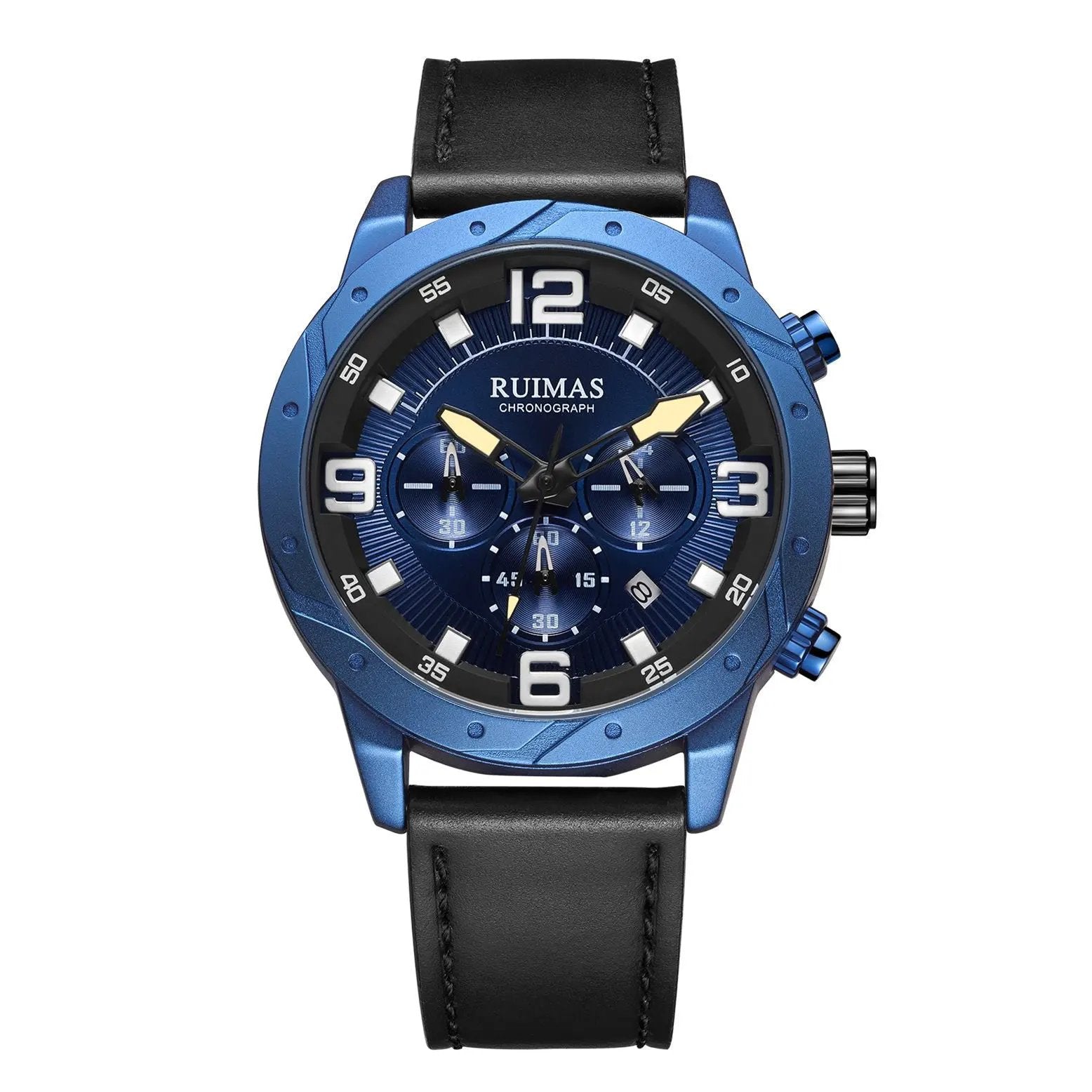 RUIMAS Relogio Masculino Fashion Men Quartz Watch Leather Sport Military Wristwatch Waterproof Clock with Auto Date 595 by MEGIR WATCH GROUP