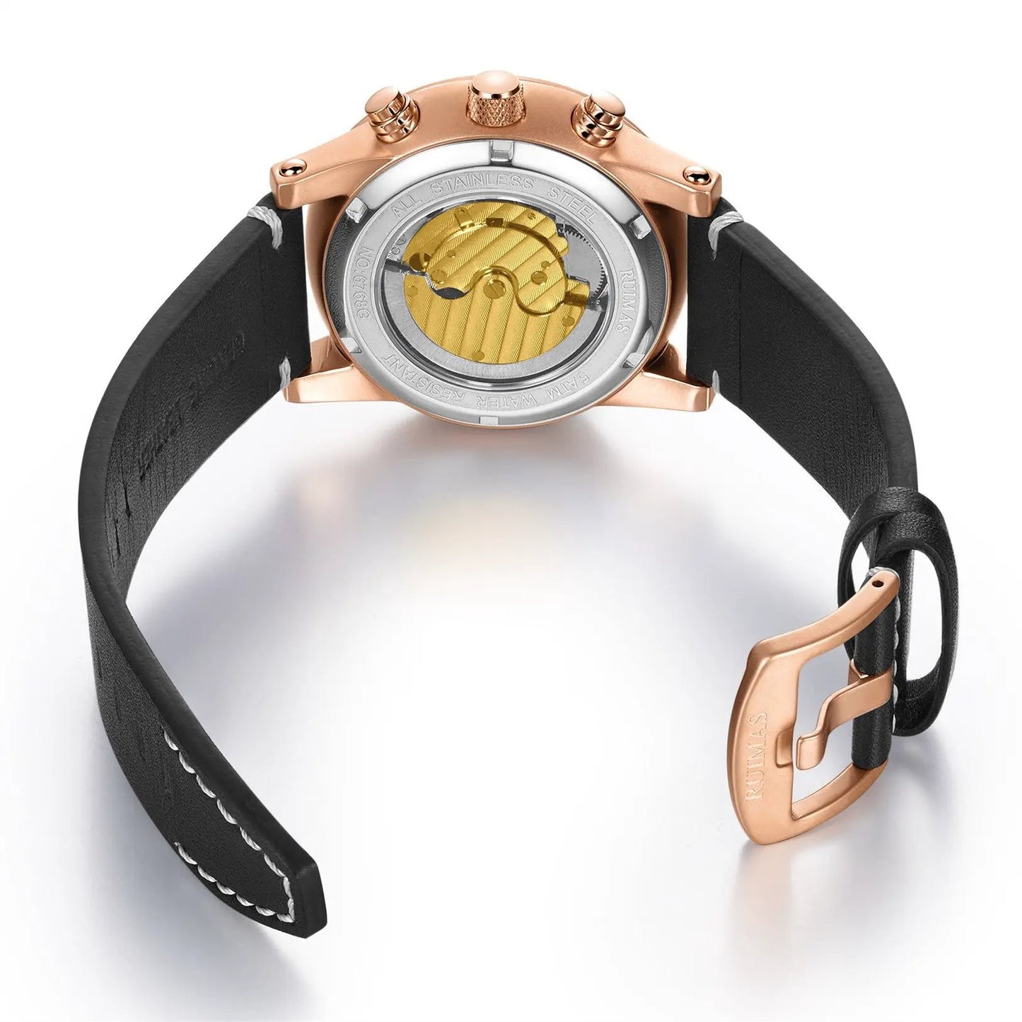 RUIMAS Fashion Men Watches Sapphire Automatic Mechanical Wrist Watch Waterproof Date Leather Casual Male Clock Montre Homme 6768 by MEGIR WATCH GROUP