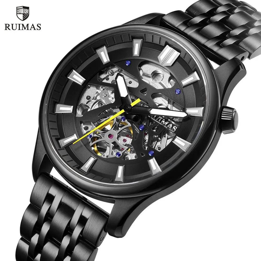 RUIMAS Men's Watch Stainless Steel Automatic Mechanical Wristwatches Luxury Business Man Watches 5ATM Luminous Male Clock 6770 by MEGIR WATCH GROUP