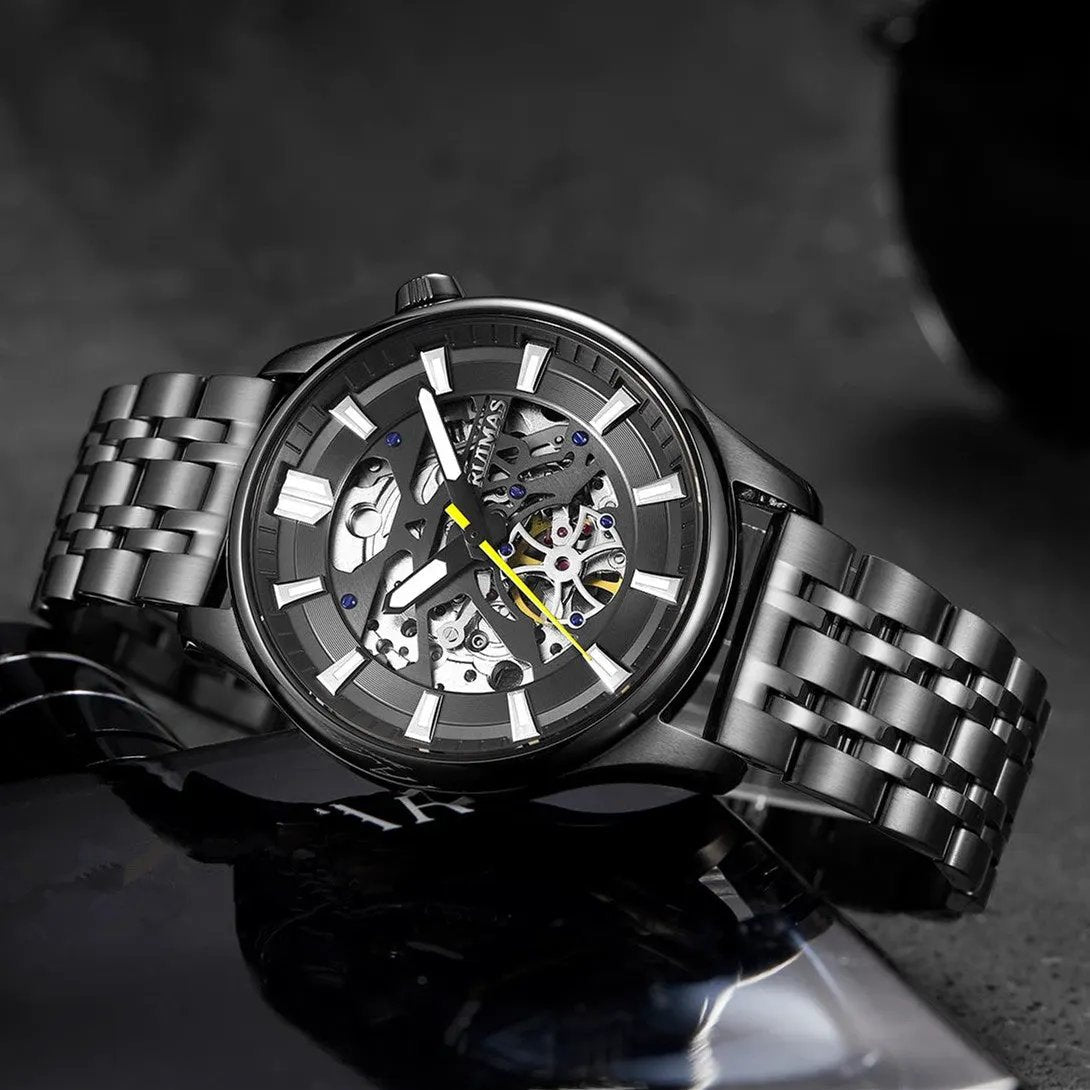 RUIMAS Men's Watch Stainless Steel Automatic Mechanical Wristwatches Luxury Business Man Watches 5ATM Luminous Male Clock 6770 by MEGIR WATCH GROUP