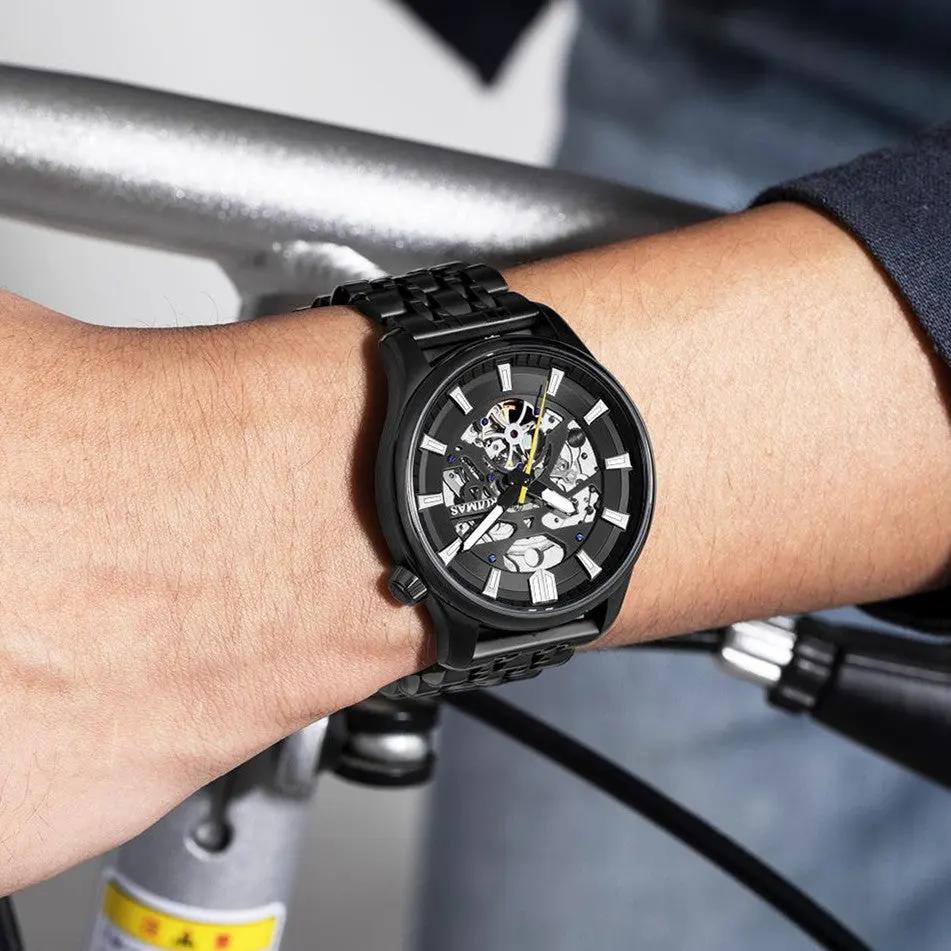 RUIMAS Men's Watch Stainless Steel Automatic Mechanical Wristwatches Luxury Business Man Watches 5ATM Luminous Male Clock 6770 by MEGIR WATCH GROUP