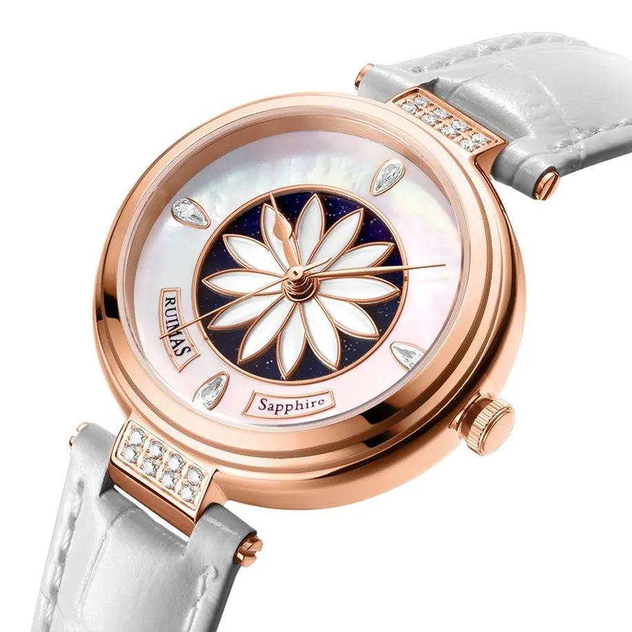 RUIMAS Women's Watch Automatic Mechanical Watches Sapphire Ladies Clock Top Brand Luxury Fashion Female Wristwatch Leather 6776 by MEGIR WATCH GROUP