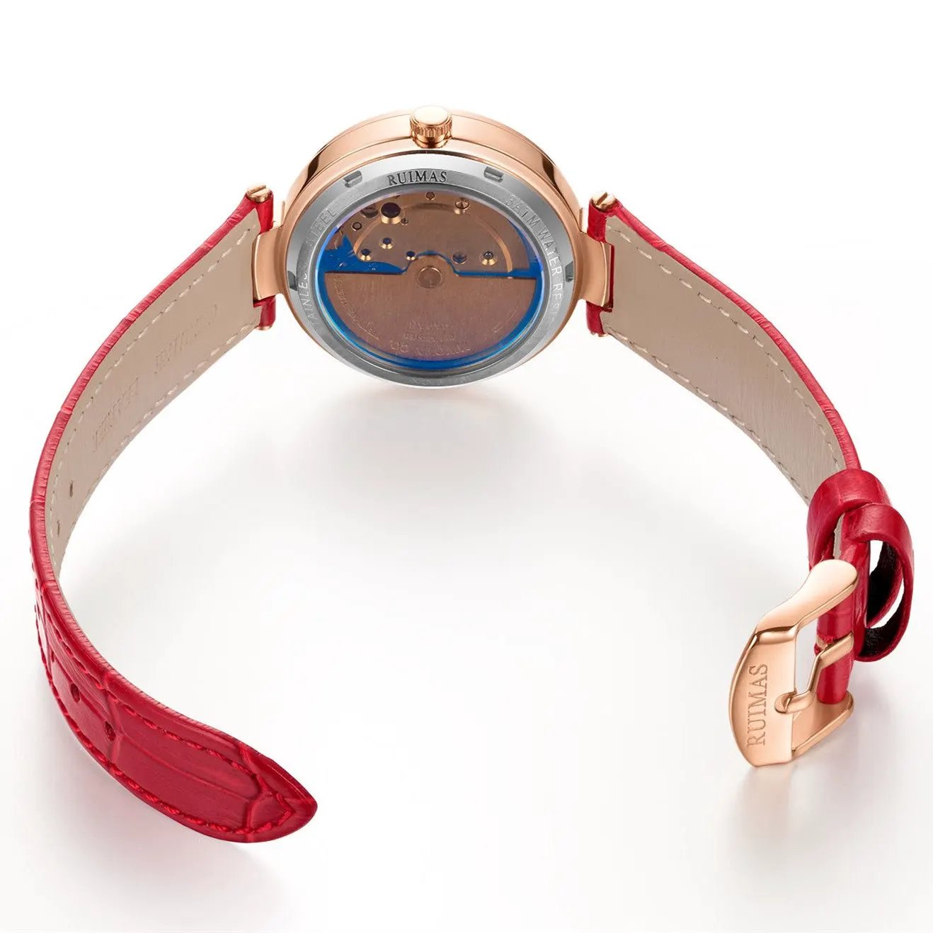 RUIMAS Women's Watch Automatic Mechanical Watches Sapphire Ladies Clock Top Brand Luxury Fashion Female Wristwatch Leather 6776 by MEGIR WATCH GROUP