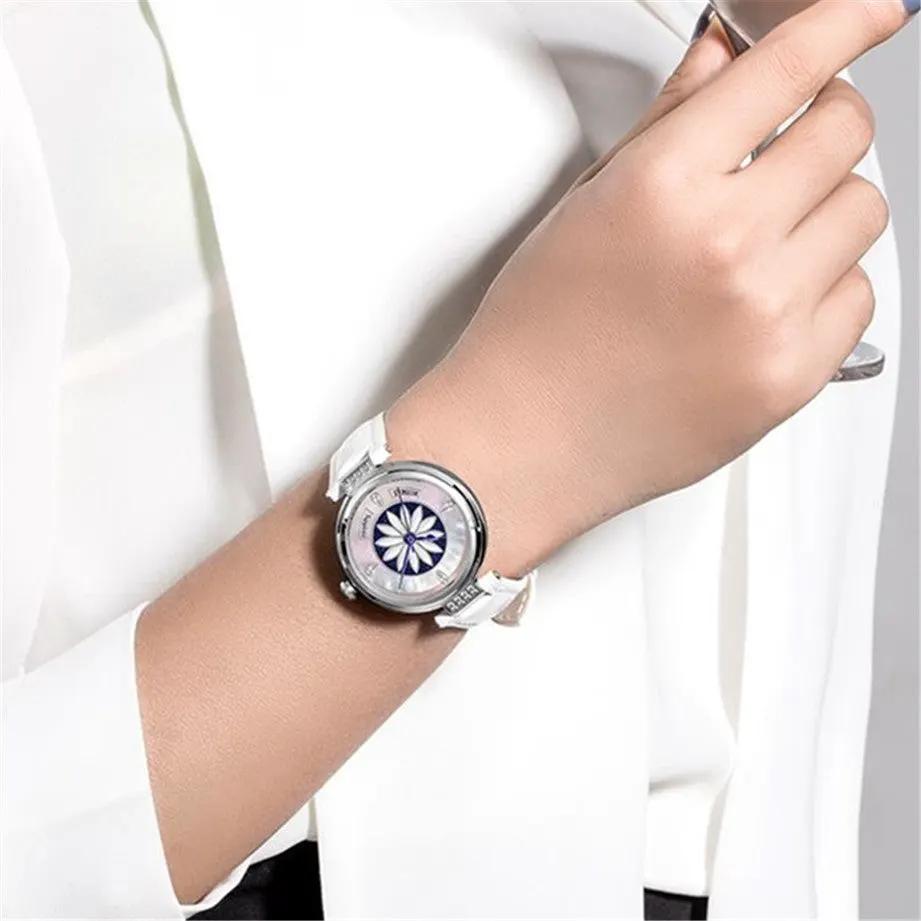 RUIMAS Women's Watch Automatic Mechanical Watches Sapphire Ladies Clock Top Brand Luxury Fashion Female Wristwatch Leather 6776 by MEGIR WATCH GROUP