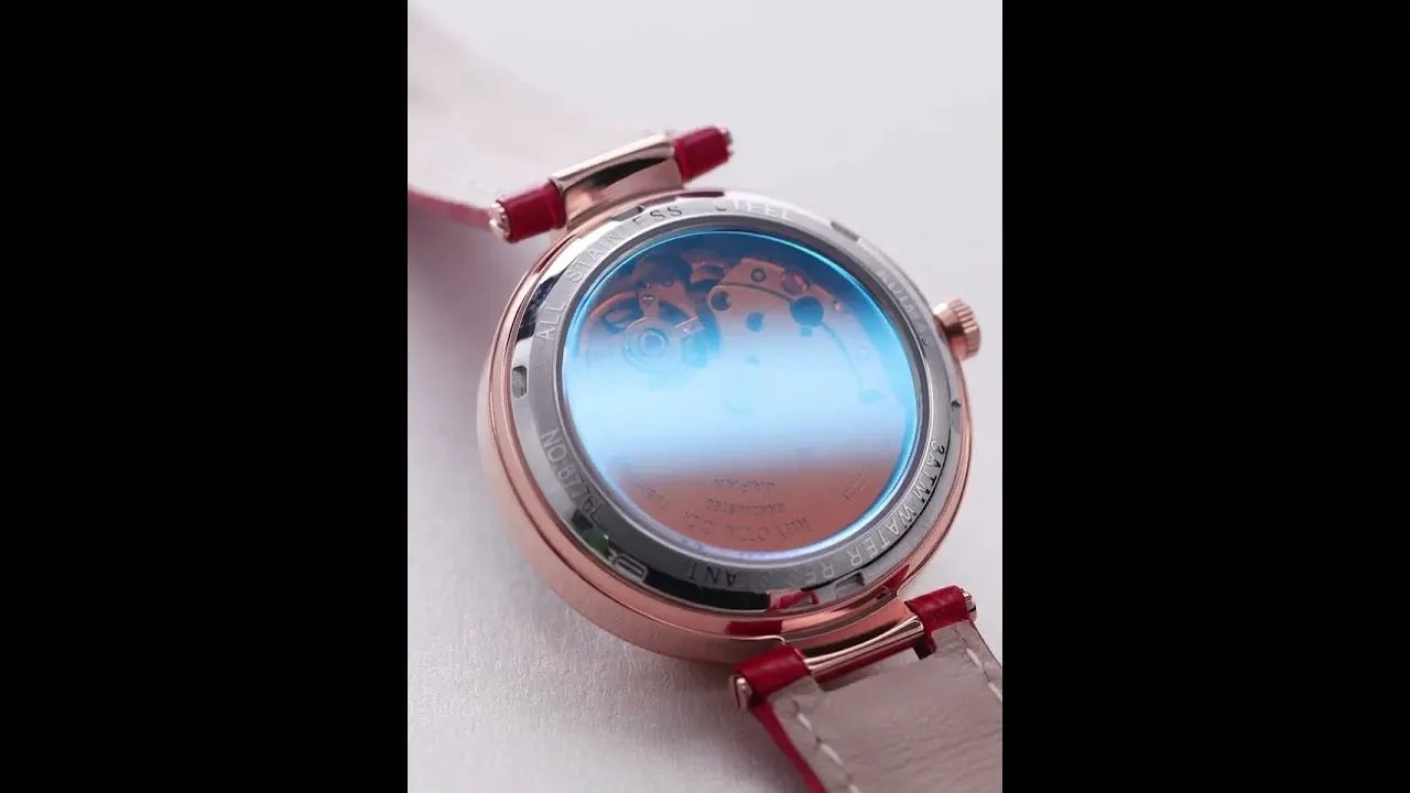 RUIMAS Women's Watch Automatic Mechanical Watches Sapphire Ladies Clock Top Brand Luxury Fashion Female Wristwatch Leather 6776 by MEGIR WATCH GROUP