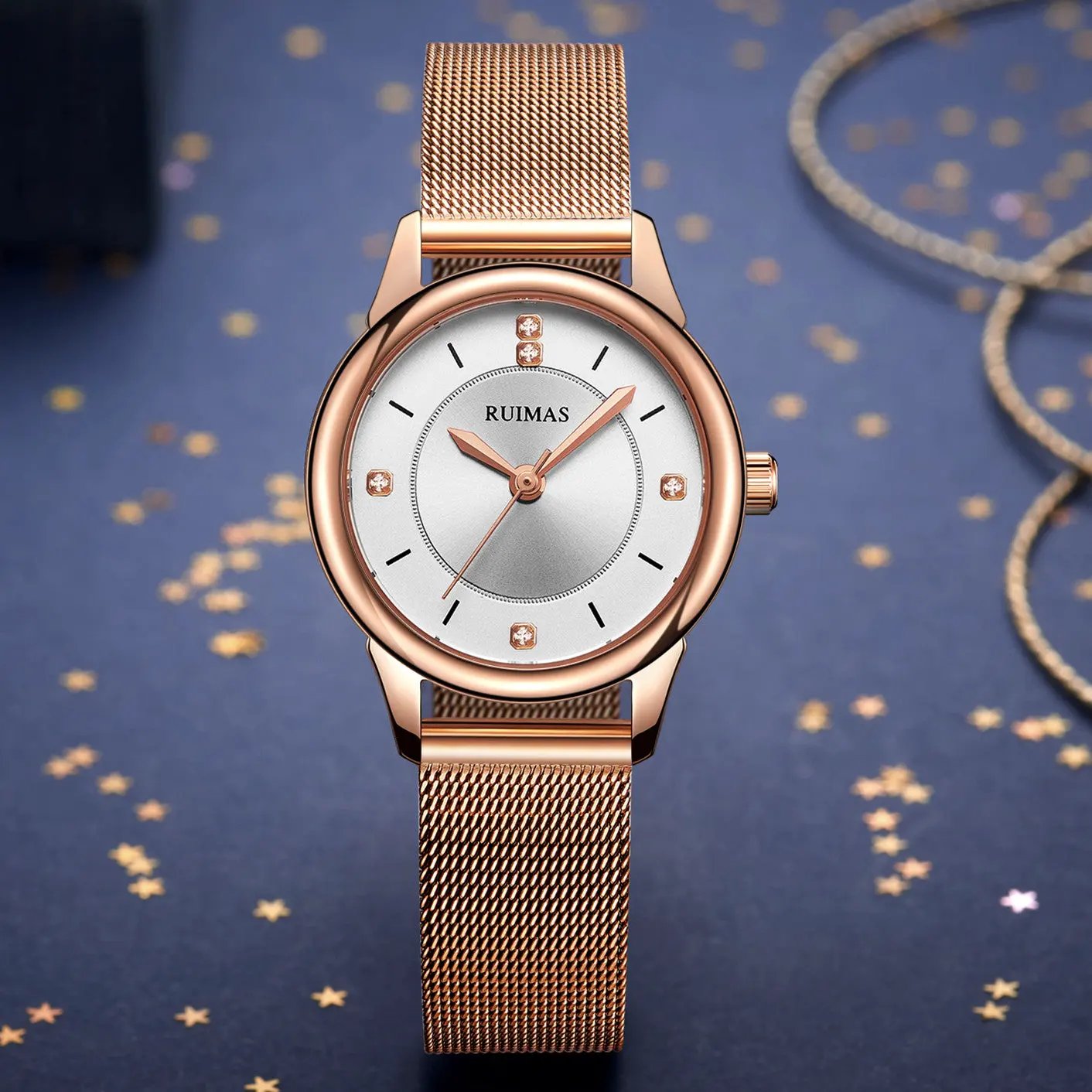 RUIMAS Women Watches Luxury Fashion Female Quartz Watch Steel Mesh Ladies Wristwatch Elegant Dress Clock Relogio Feminino 6779 by MEGIR WATCH GROUP