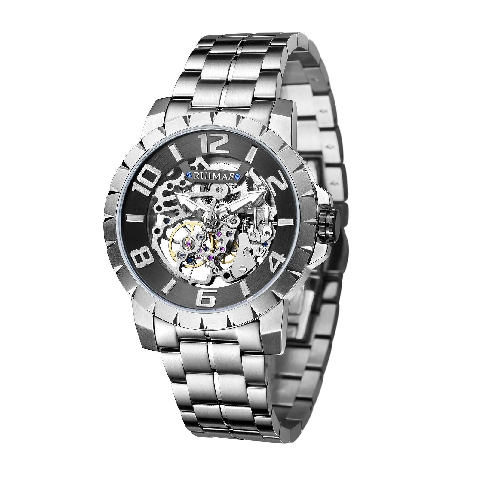 RUIMAS Men Mechanical Watch Luxury Automatic Stainless Steel Bracelet Wristwatches 5ATM Waterproof Clock Relogio Masculino 6784 by MEGIR WATCH GROUP