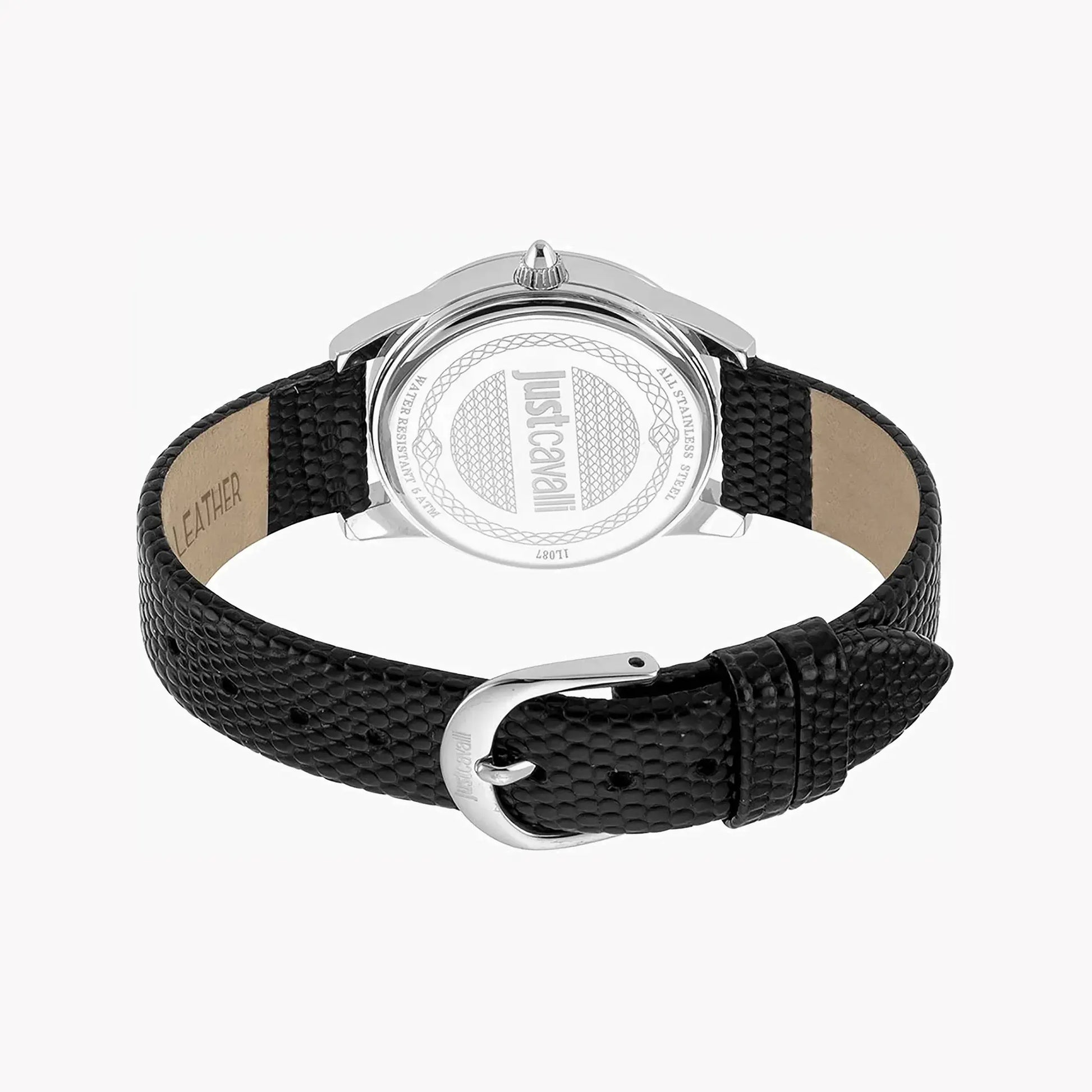Just Cavalli Women's Black Leather Watch, Silver Dial | Jc1l087l0015 by JUST CAVALLI