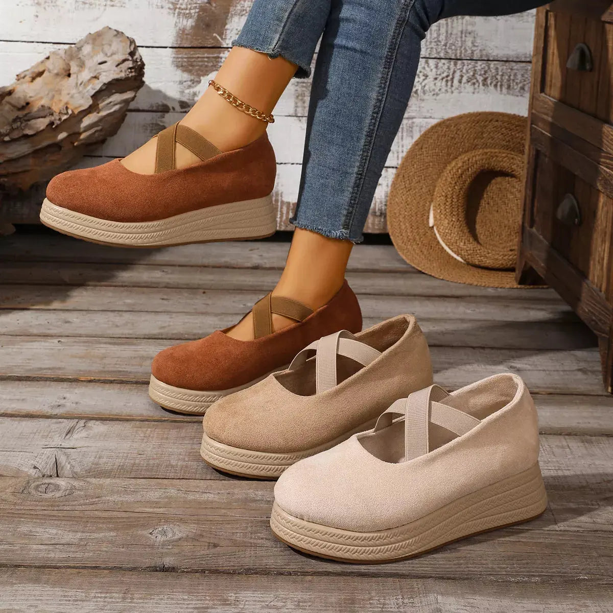 Crisscross Wedge Slip-Ons by Partner Label
