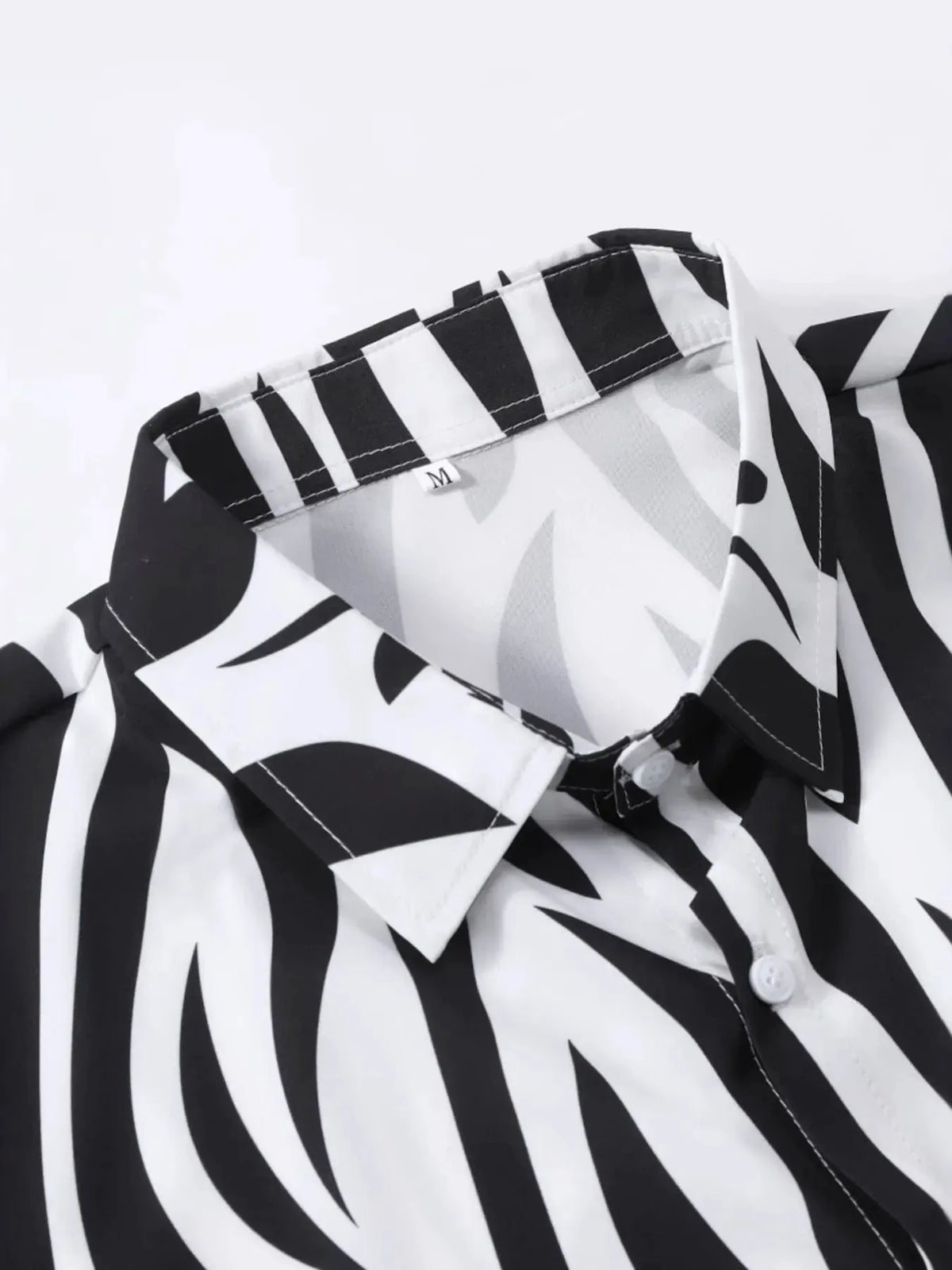 Men's Zebra Print Short Sleeve Shirt and Shorts Set by Trendsi