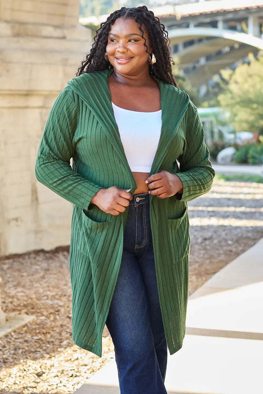 Basic Bae Full Size Hooded Sweater Cardigan by Basic Bae