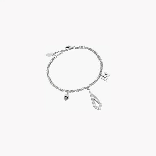 Just Cavalli Women's Brass Silver Bracelet, Eye-Catching Design | Jcbr00390100 by JUST CAVALLI