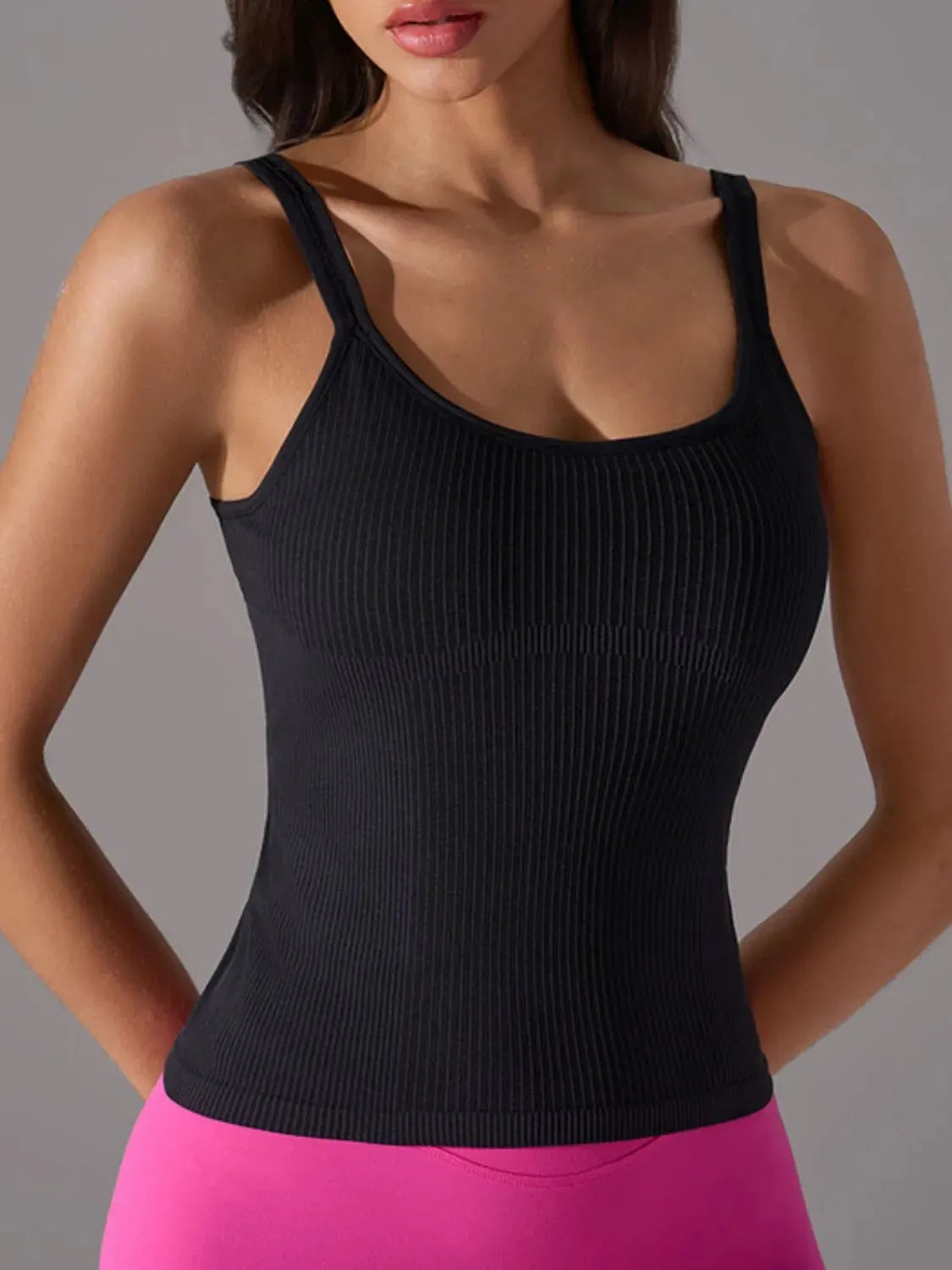 Scoop Neck Active Tank with Detachable Chest Pads by Partner Label