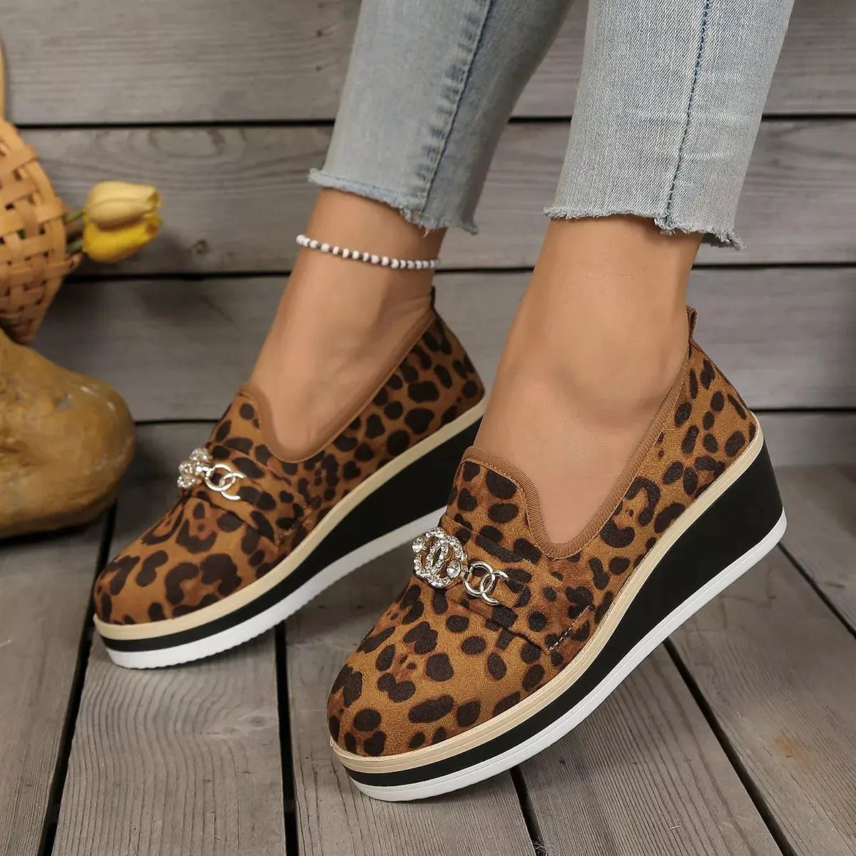 Leopard Print Platform Loafers by Partner Label