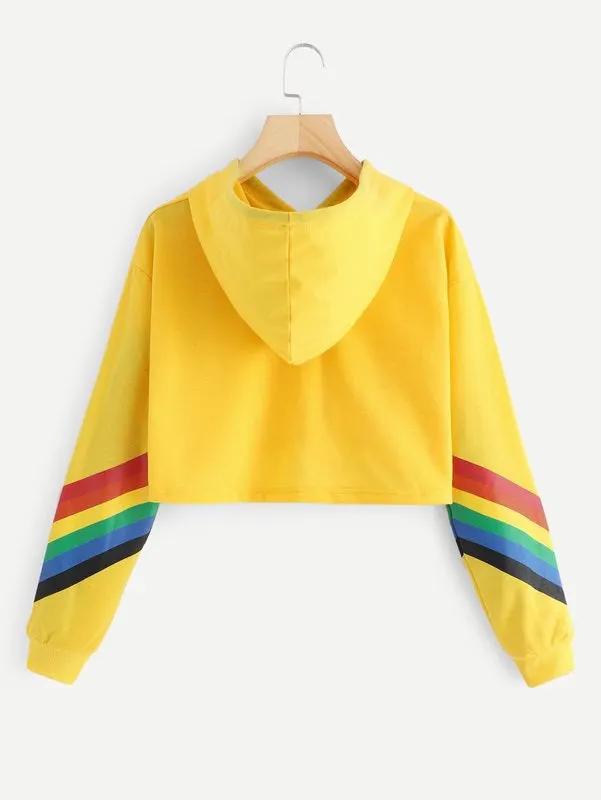 Rainbow striped hooded sweater sweater T-shirt women by Maiden-Art