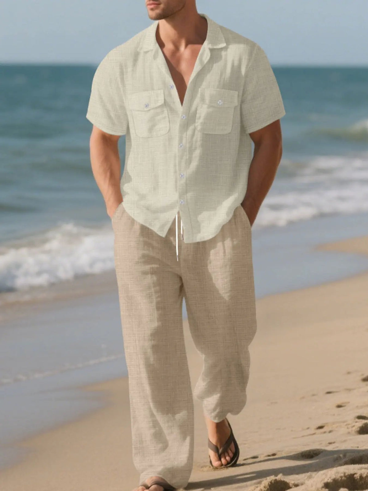 Men's Full Size Casual Button Up Shirt and Pants Set Plus Size by Trendsi