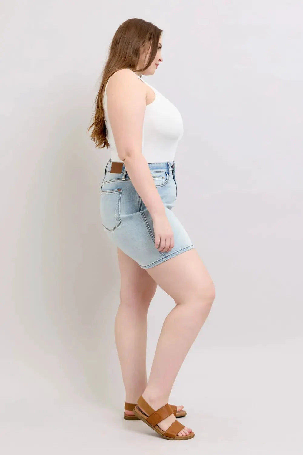 Judy Blue Full Size 2 Button Denim Shorts with Pockets Plus Size by Judy Blue