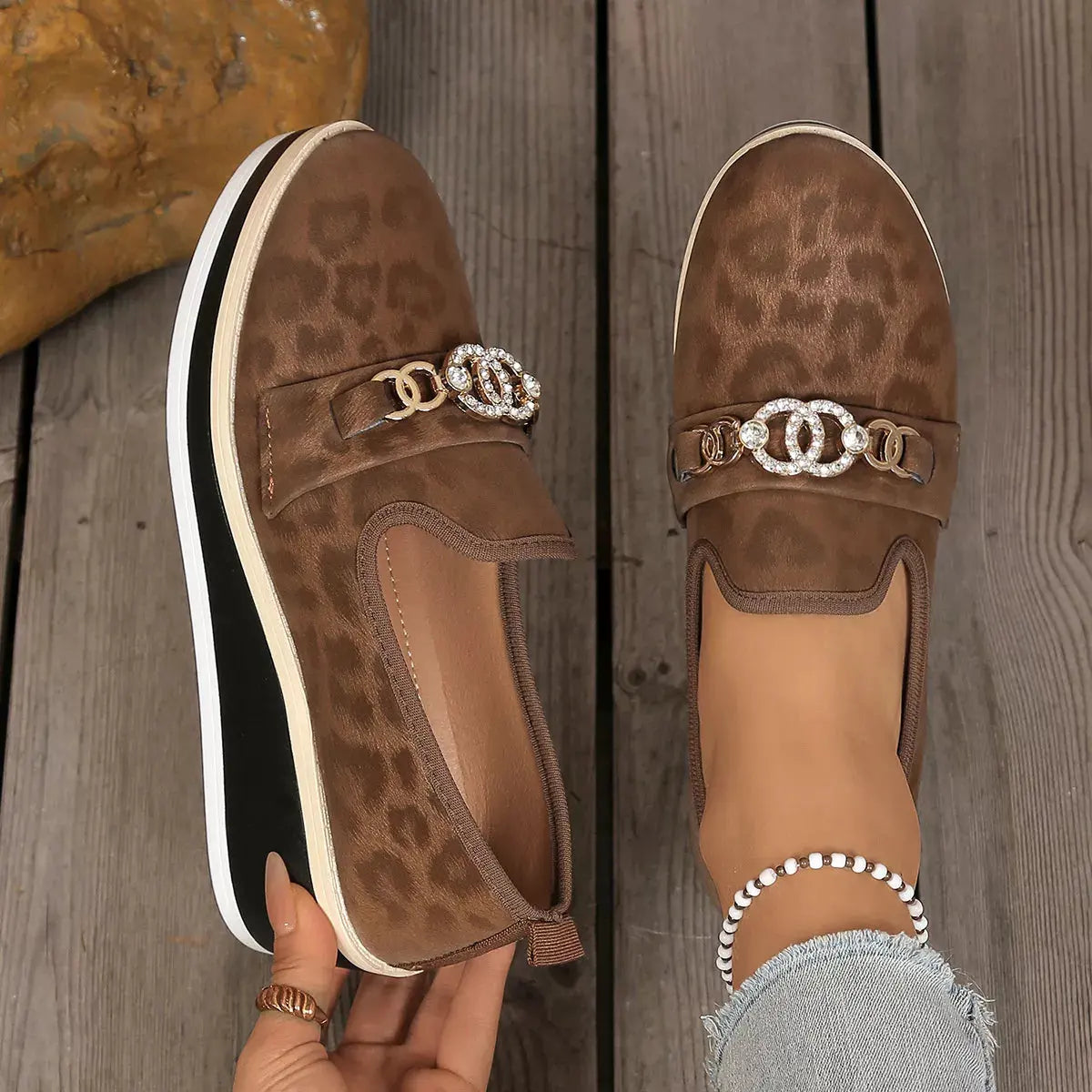 Leopard Print Platform Loafers by Partner Label