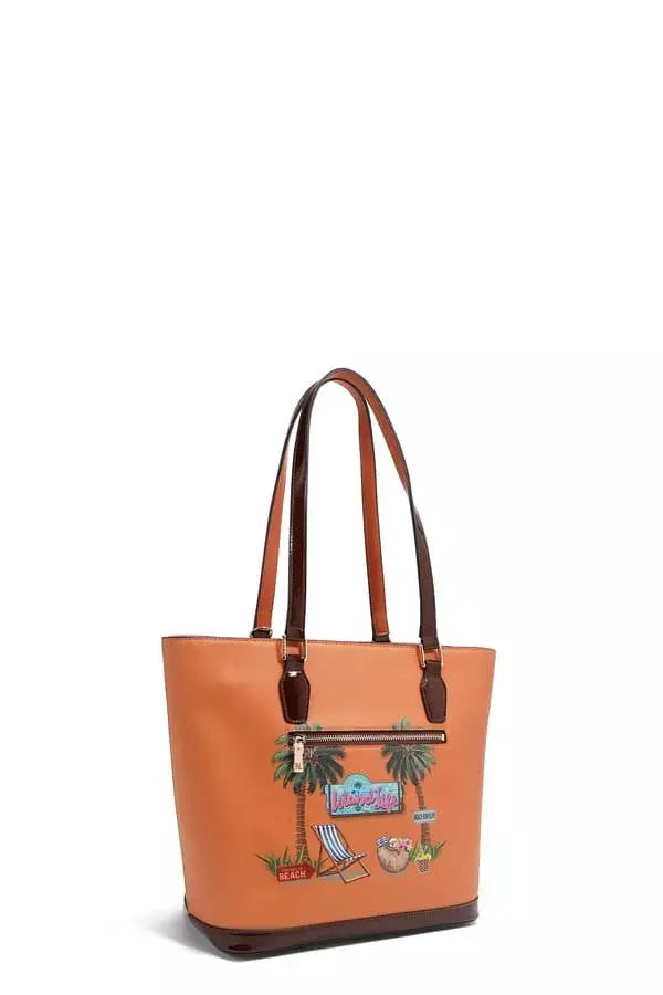 Nicole Lee USA Tropical Beach House Print Shopper Bag by Nicole Lee USA