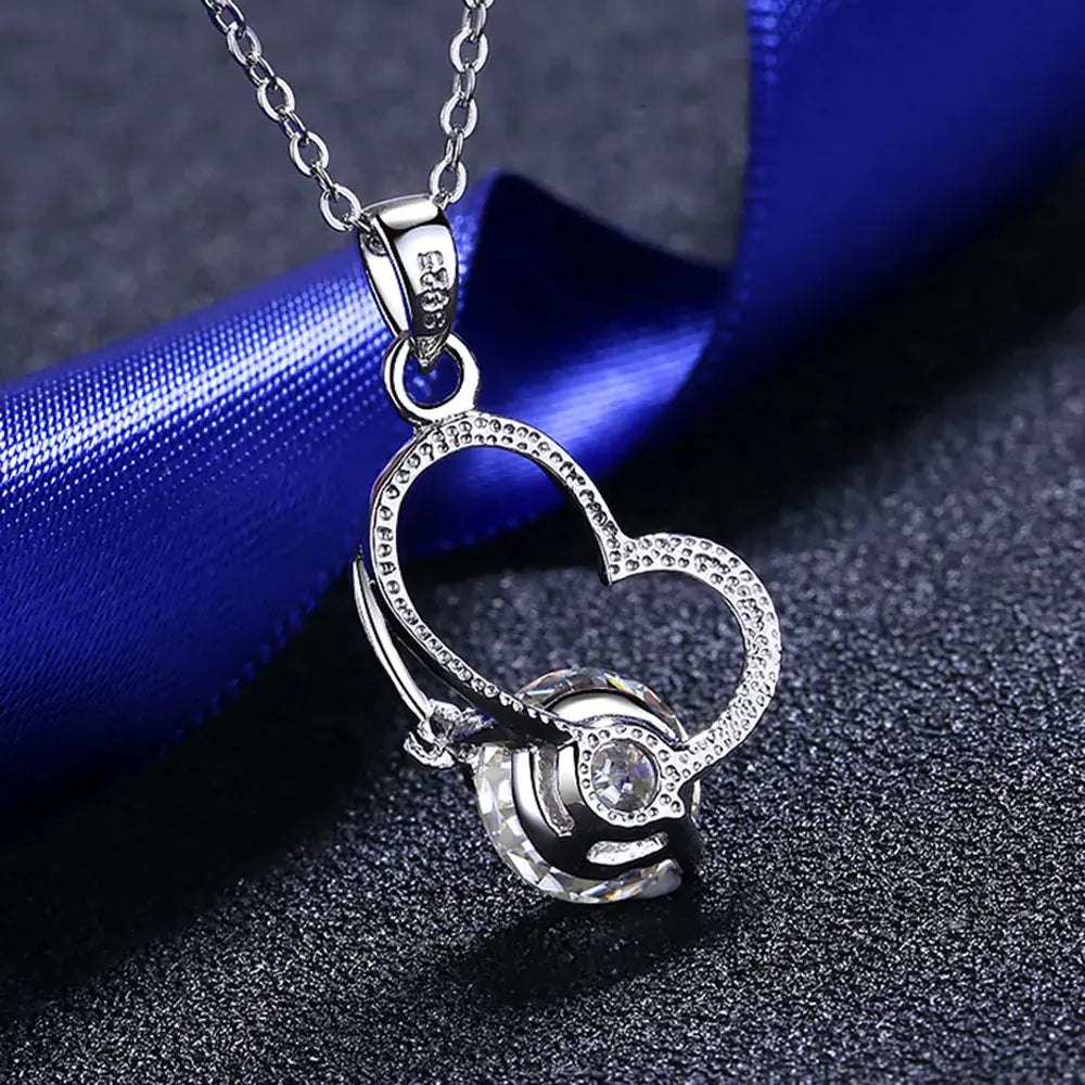 2 Carat Moissanite Heart 925 Sterling Silver Necklace by Partner Label