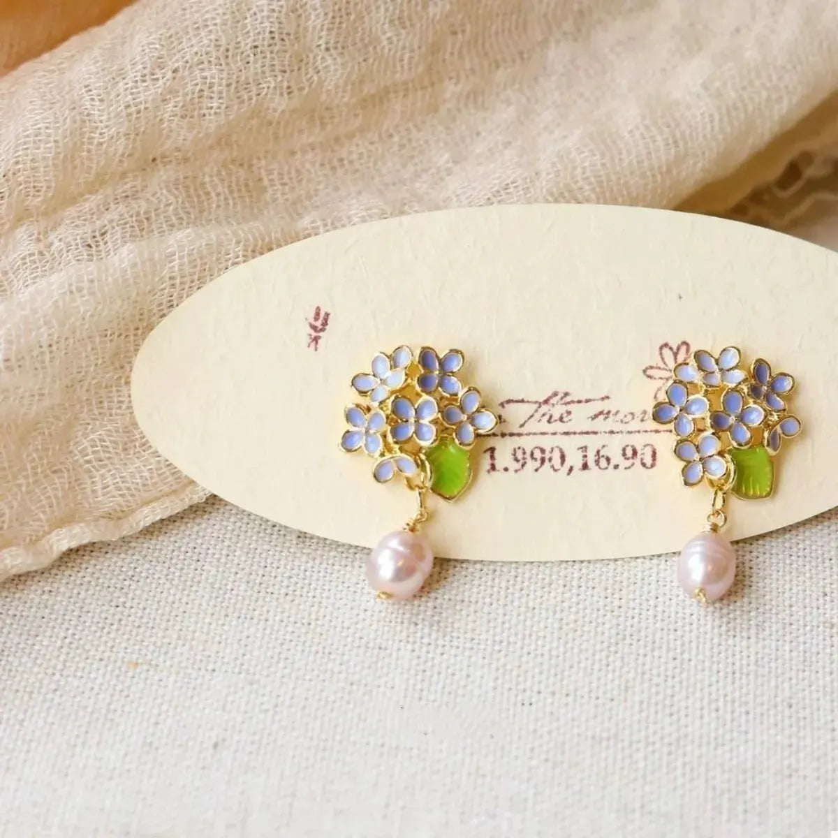 Flower Pearl Drop Earrings by Partner Label