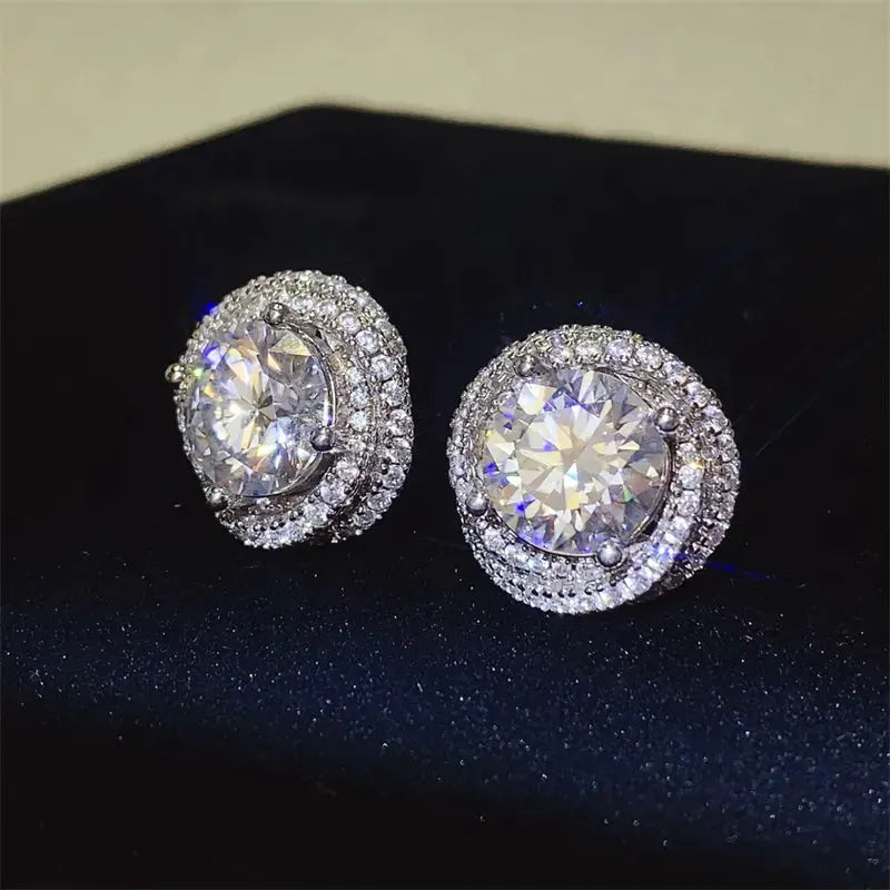 6 Carat Moissanite 925 Sterling Silver Earrings by Partner Label