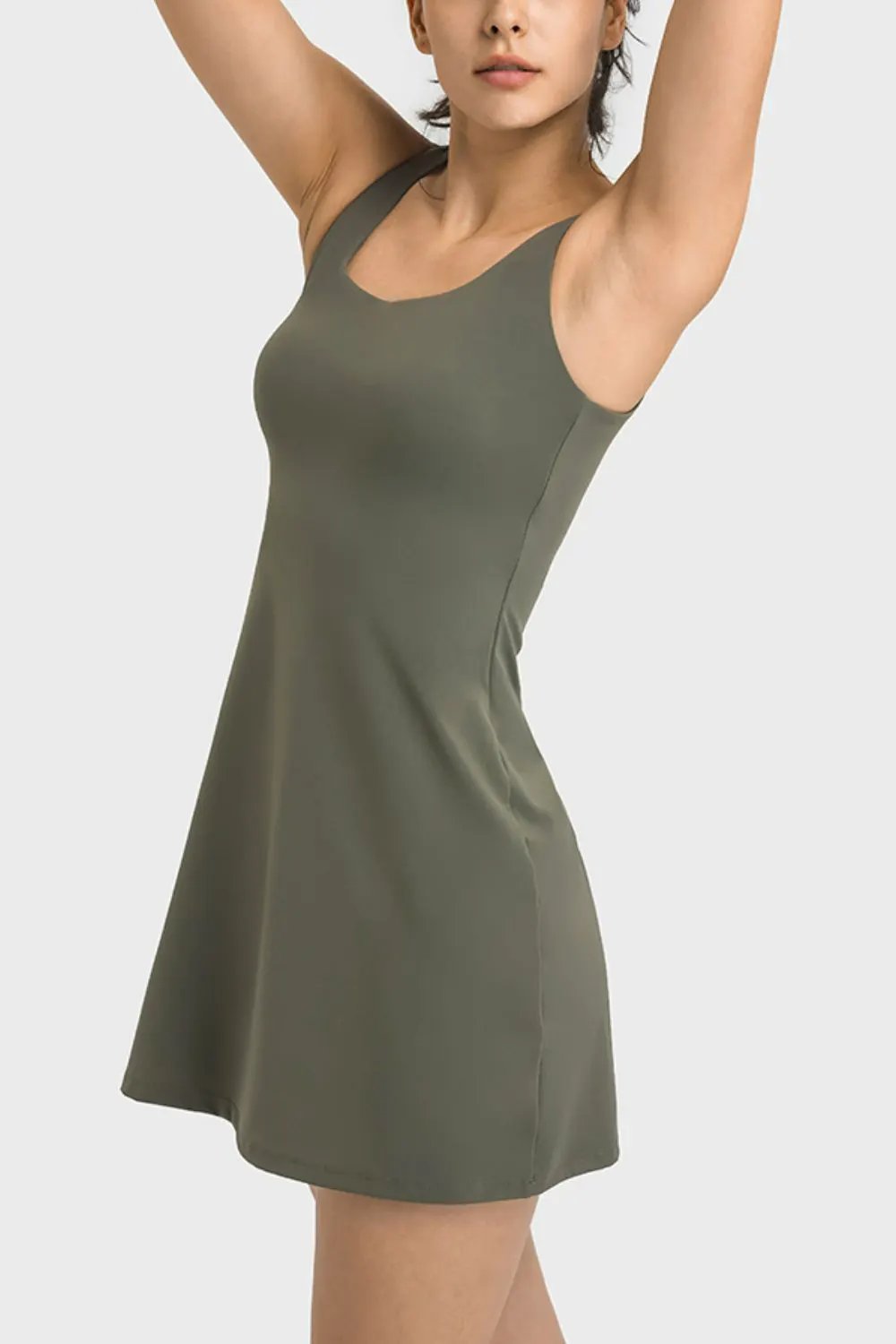 Millennia Square Neck Sports Tank Dress with Full Coverage Bottoms by Millennia