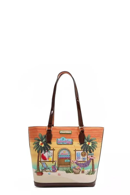 Nicole Lee USA Tropical Beach House Print Shopper Bag by Nicole Lee USA
